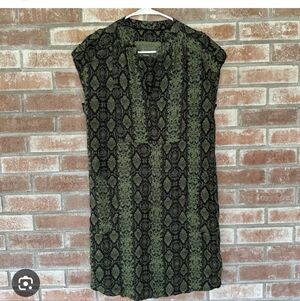 Anthropologie Green and Black Patterned Top
